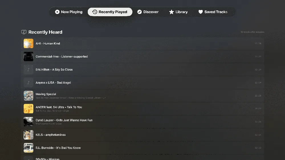 Recently played radio stations on Apple TV