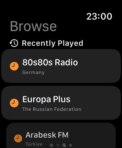 Apple Watch Recently Played