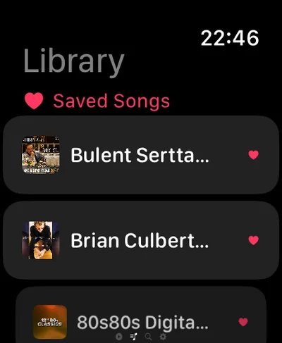 Saving a song from the radio on Apple Watch